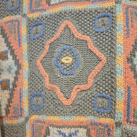 VTG Kitty Hawk Vivian Wang 80s 90s Oversized Wool Blend Chunky Geo Crewneck - S - Picture 4 of 7